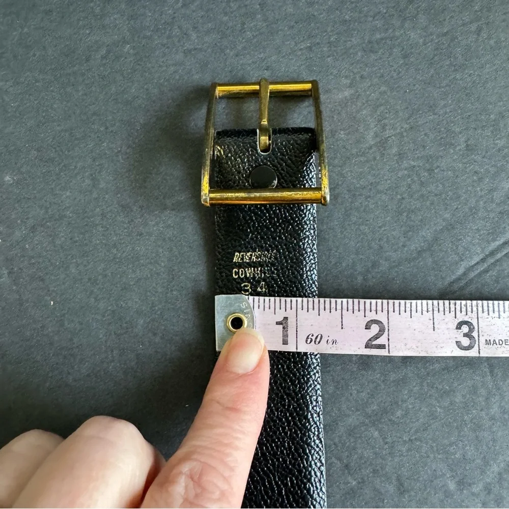 Vintage Black Brown Leather Belt Reversible‎ Dress Belt Business Casual Mens 34